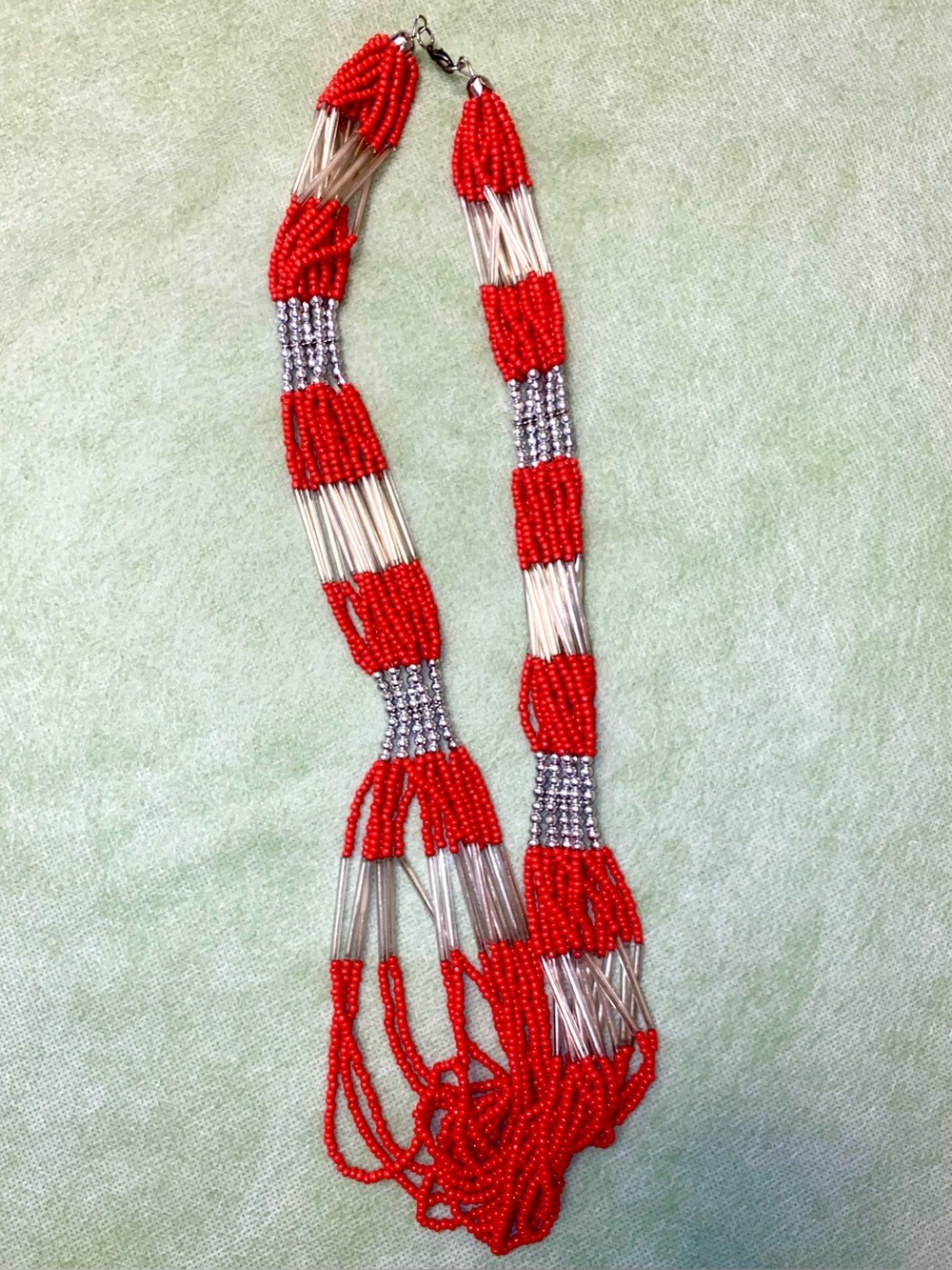 Red Beaded Multi-Strand Necklace
